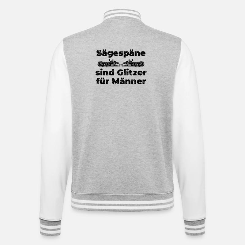 Scie bûcheron sciure déclaration boiseries - Veste Teddy - gris chiné / blanc