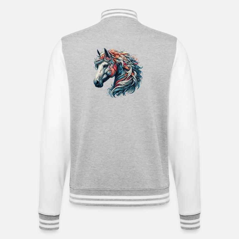 Cheval - Veste Teddy - gris chiné / blanc