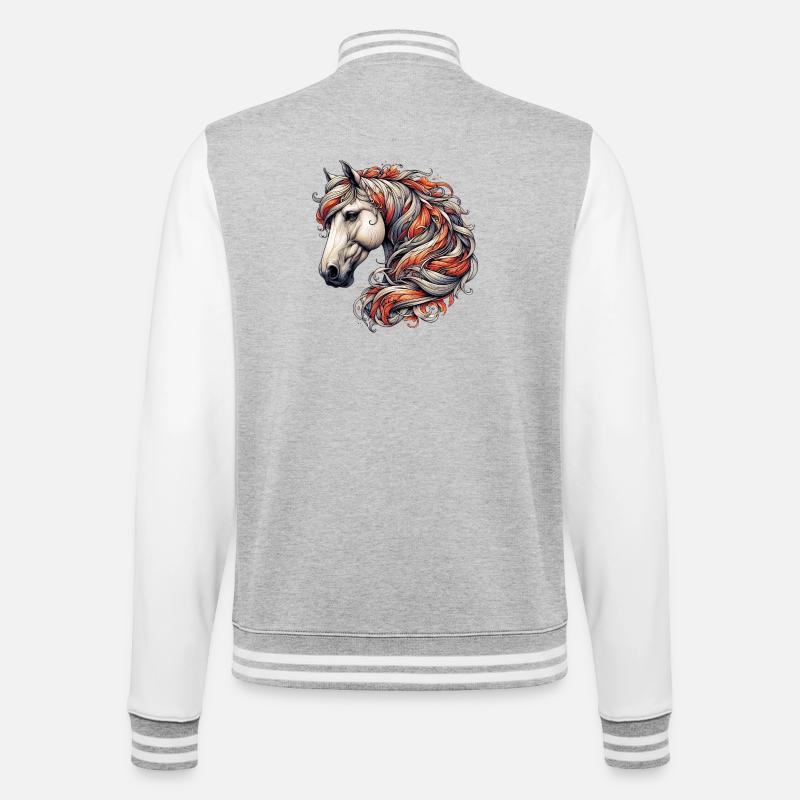 Cheval - Veste Teddy - gris chiné / blanc