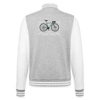 Teal Bicycle Blueprint Print - College Sweat Jacket - heather grey/white - Back - Marisol (170cm)