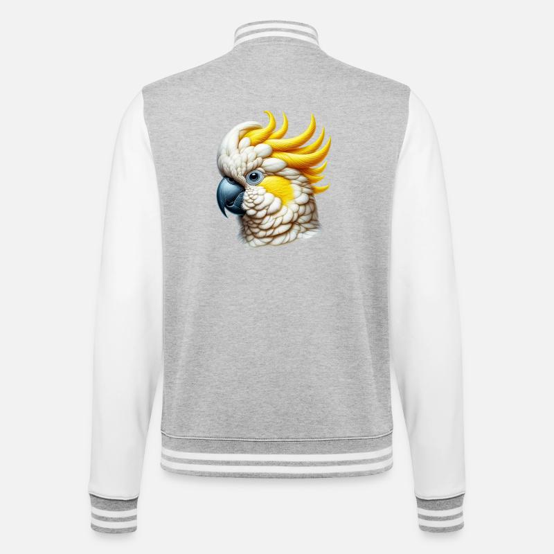 Kakadu-Papagei - College-Sweatjacke - Grau meliert/Weiß