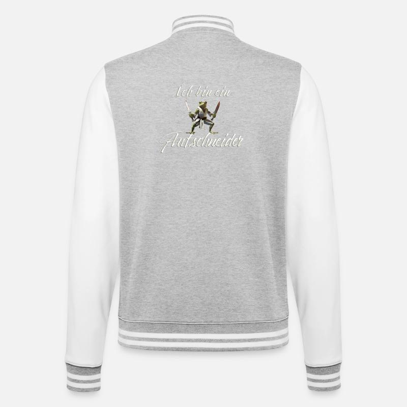 Ich bin ein Aufschneider - College-Sweatjacke - Grau meliert/Weiß