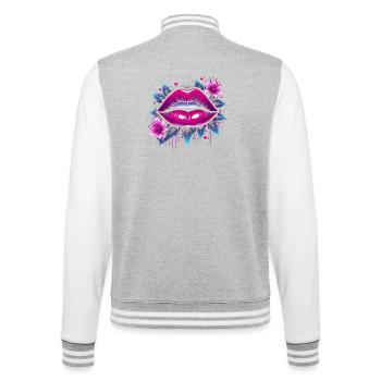 Lippen und Blüten - College-Sweatjacke - Grau meliert/Weiß - Hinten - Marisol (170cm)