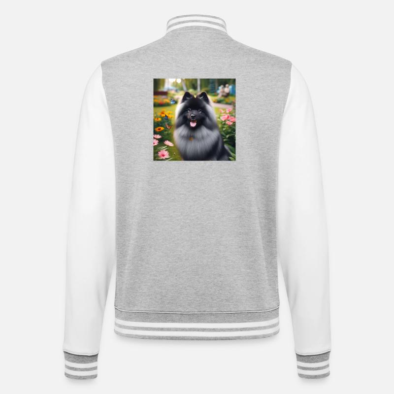 Wolspitz Keeshond - College-Sweatjacke - Grau meliert/Weiß