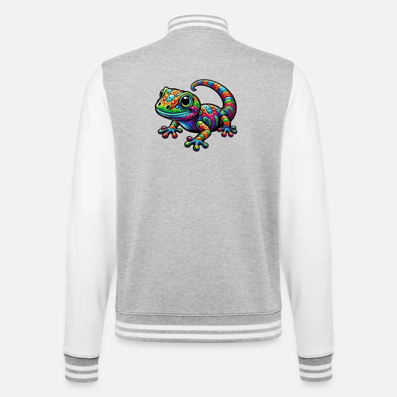 Gecko - Veste Teddy - gris chiné / blanc