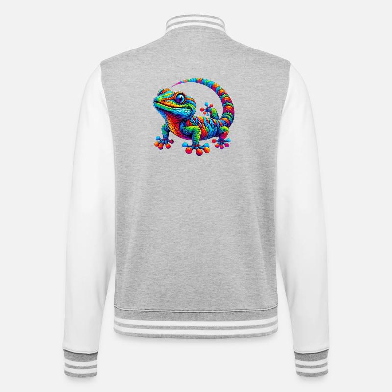Gecko - Veste Teddy - gris chiné / blanc