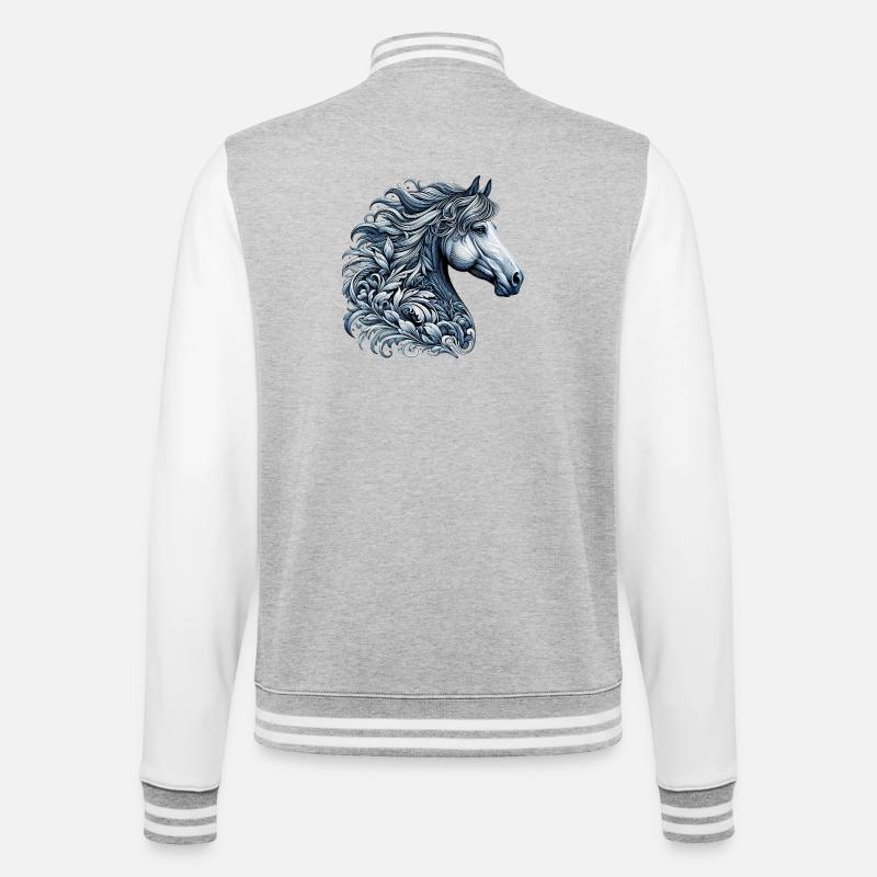 Cheval - Veste Teddy - gris chiné / blanc