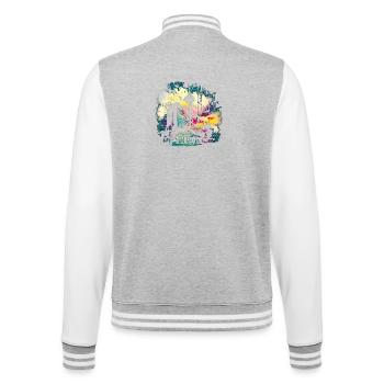 Berliner Farbspritzer Skyline - College-Sweatjacke - Grau meliert/Weiß - Hinten - Marisol (170cm)