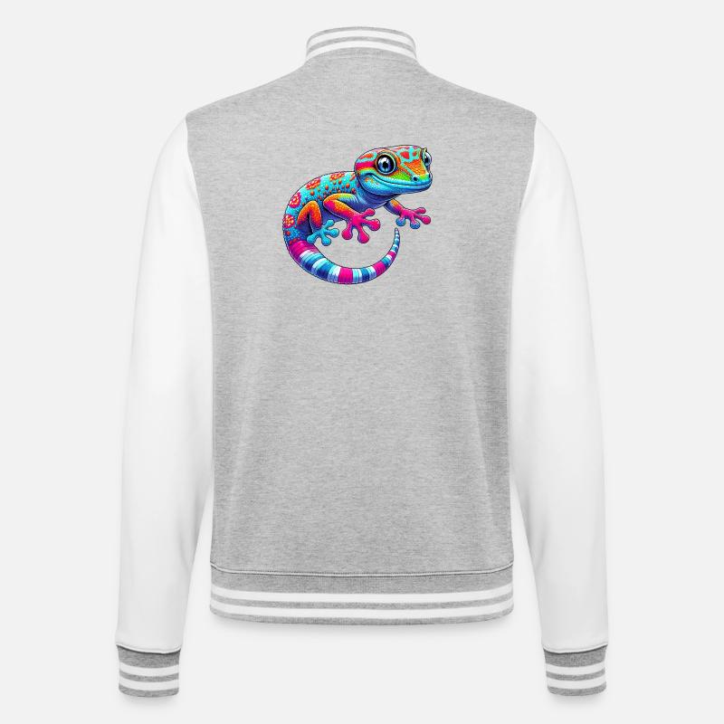 Gecko - Veste Teddy - gris chiné / blanc
