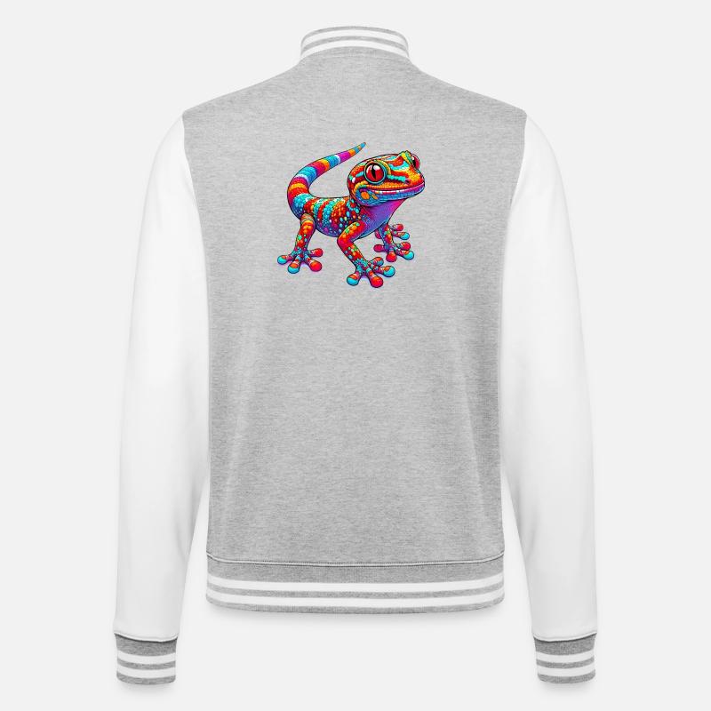 Gecko - Veste Teddy - gris chiné / blanc