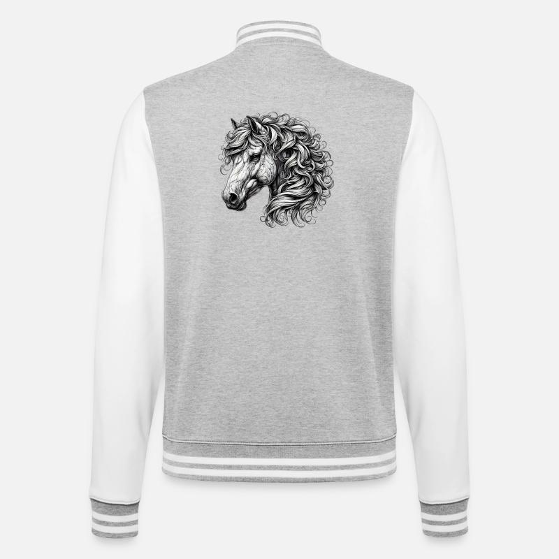 Cheval - Veste Teddy - gris chiné / blanc