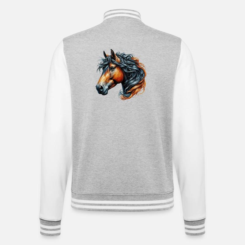 Cheval - Veste Teddy - gris chiné / blanc