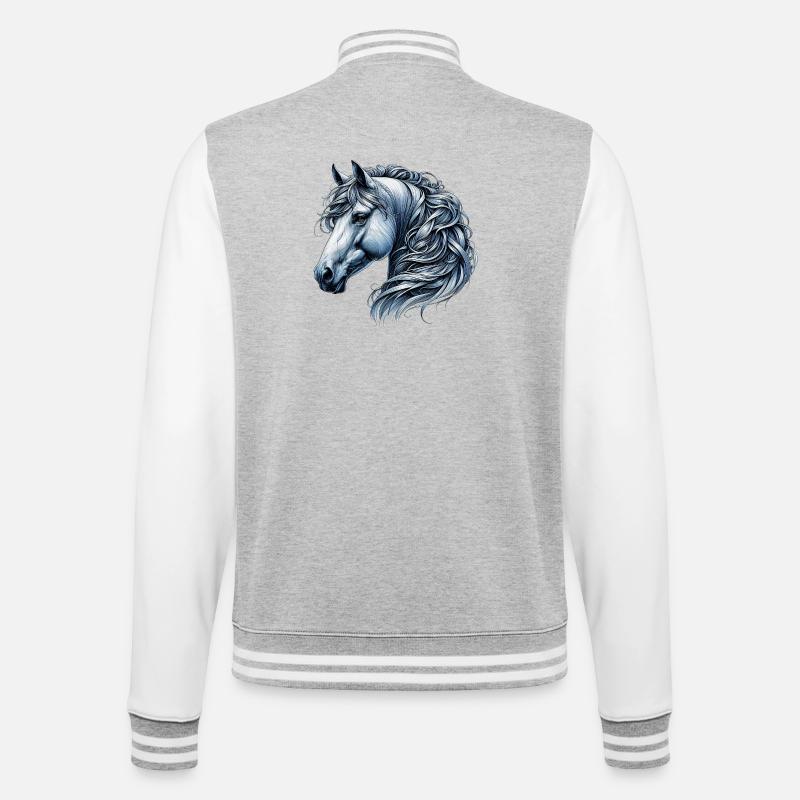 Cheval - Veste Teddy - gris chiné / blanc