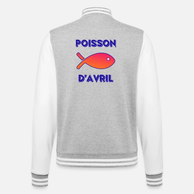 FISCH. APRILSCHERZ - College-Sweatjacke - Grau meliert/Weiß