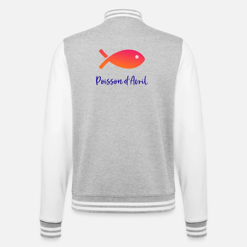 POISSON. POISSON D'AVRIL - Veste Teddy - gris chiné / blanc