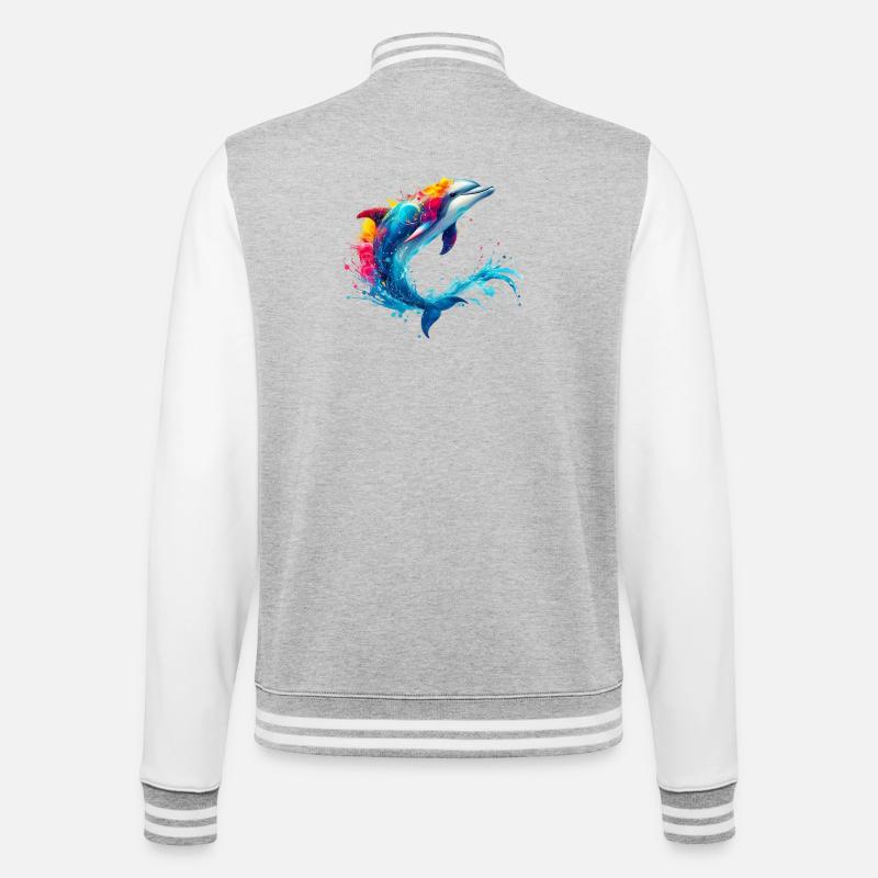 Dolphin - College Sweat Jacket - heather grey/white