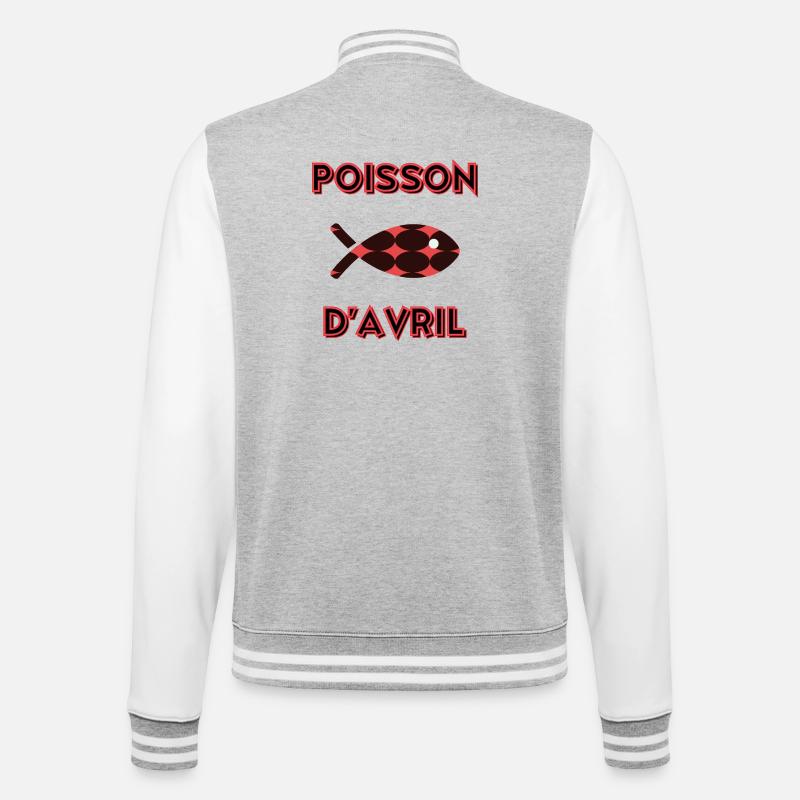 POISSON. POISSON D'AVRIL - Veste Teddy - gris chiné / blanc