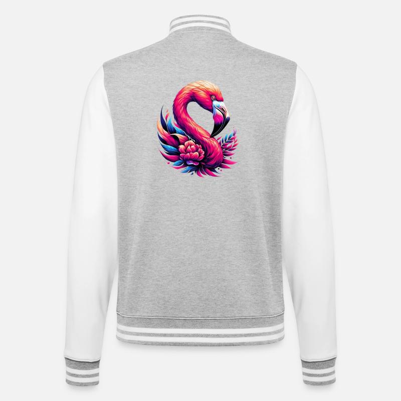 Flamant - Veste Teddy - gris chiné / blanc