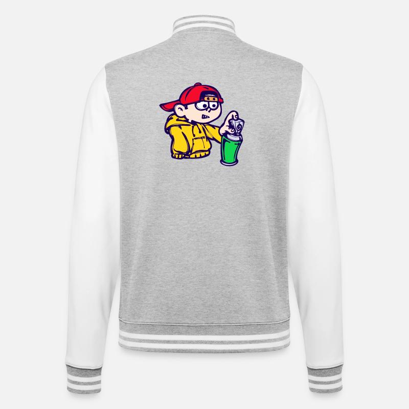 Strassenkunst Wildstyle Sprayer Graffiti Spraydose - College-Sweatjacke - Grau meliert/Weiß