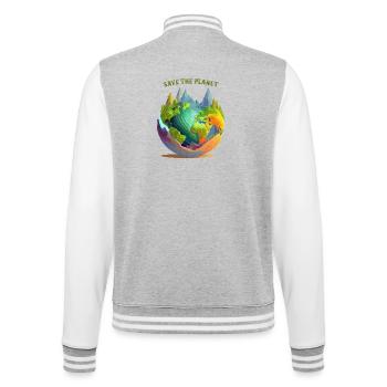 Sauvez la planète - Veste Teddy - gris chiné / blanc - Dos - Marisol (170cm)