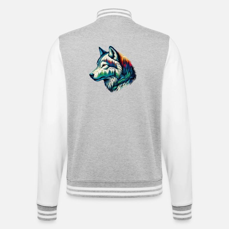 Wolf - College Sweat Jacket - heather grey/white