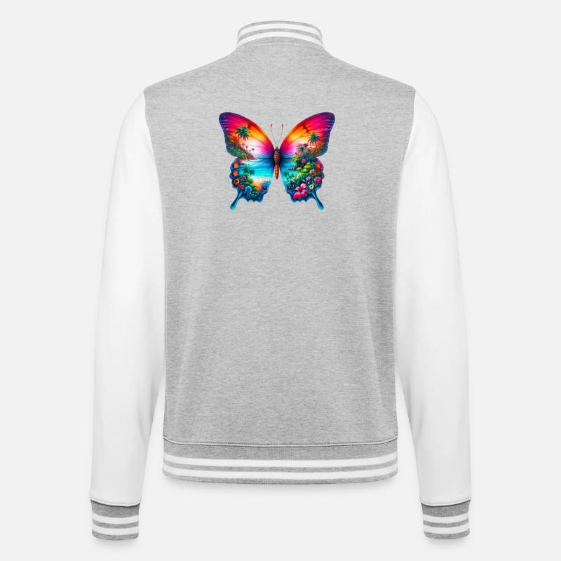 Schmetterling - College-Sweatjacke - Grau meliert/Weiß