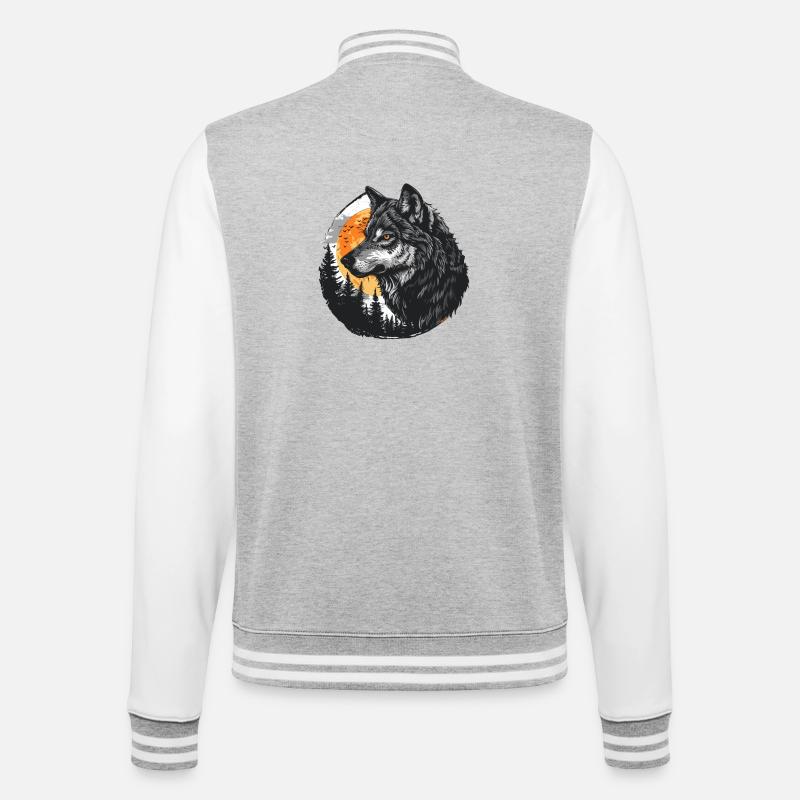 Wolf's Blood - College Sweat Jacket - heather grey/white
