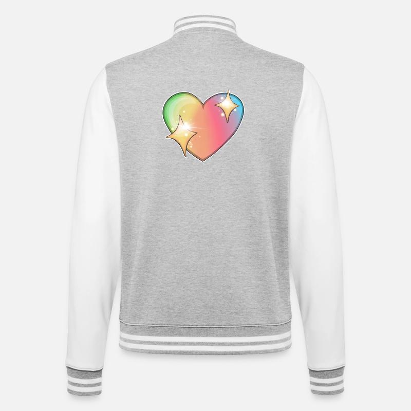 Rainbow Heart with Star Sparkles - College Sweat Jacket - heather grey/white