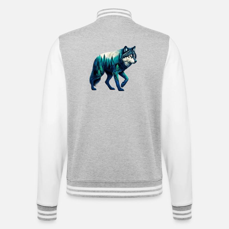 Wolf - College-Sweatjacke - Grau meliert/Weiß