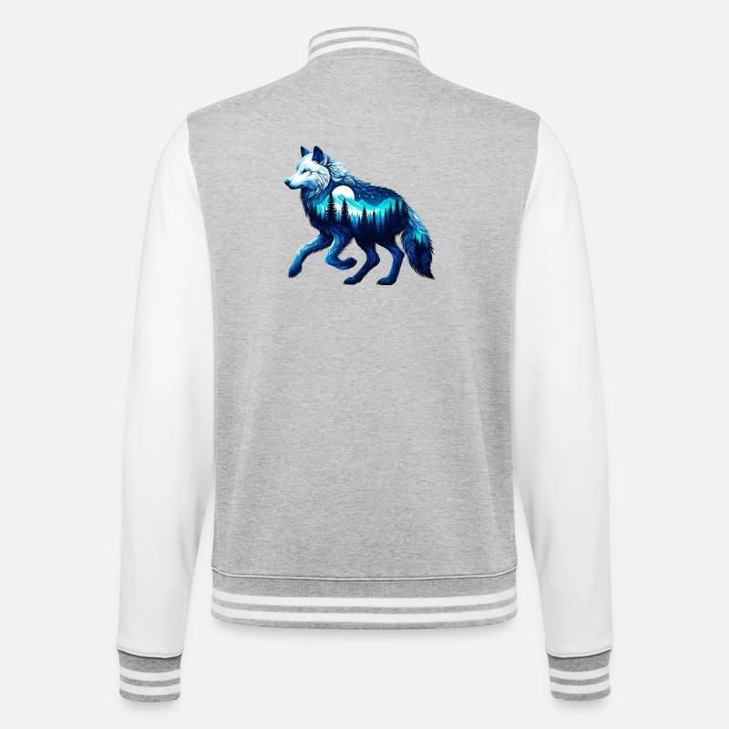 Wolf - College-Sweatjacke - Grau meliert/Weiß