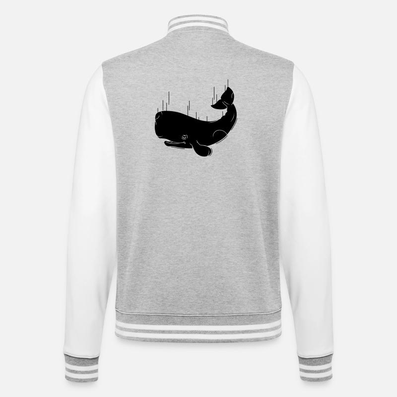 Fallender Wal - College-Sweatjacke - Grau meliert/Weiß