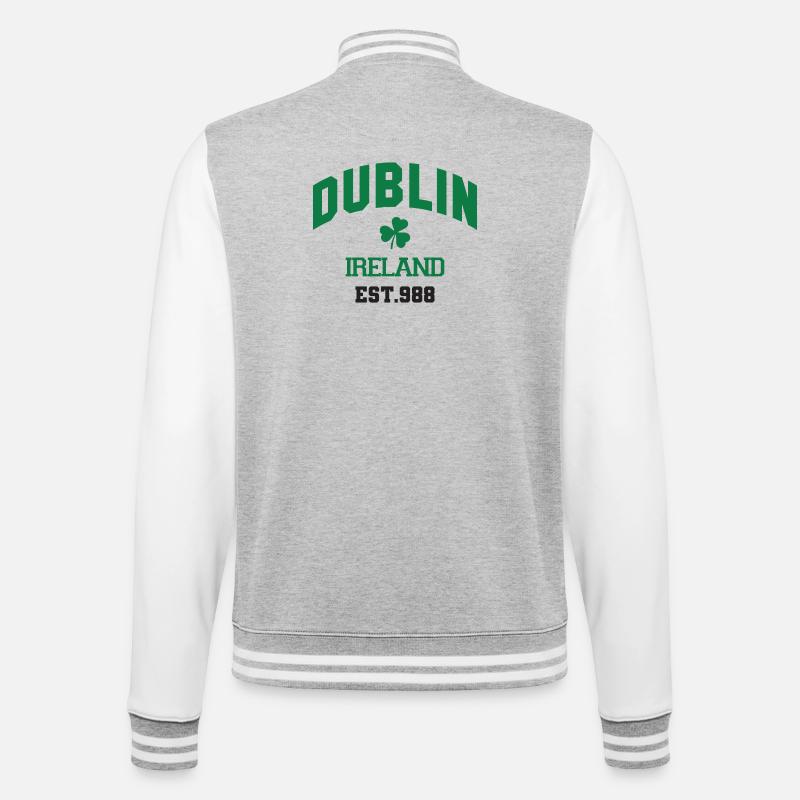 Dublin - Irlande - Veste Teddy - gris chiné / blanc