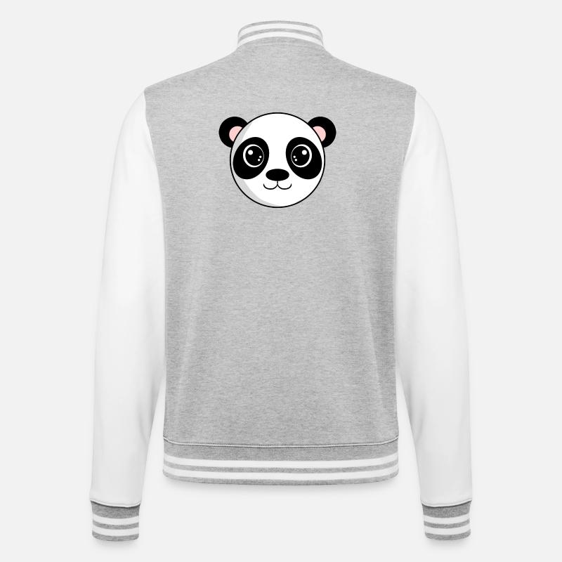 Panda Head - College Sweat Jacket - heather grey/white