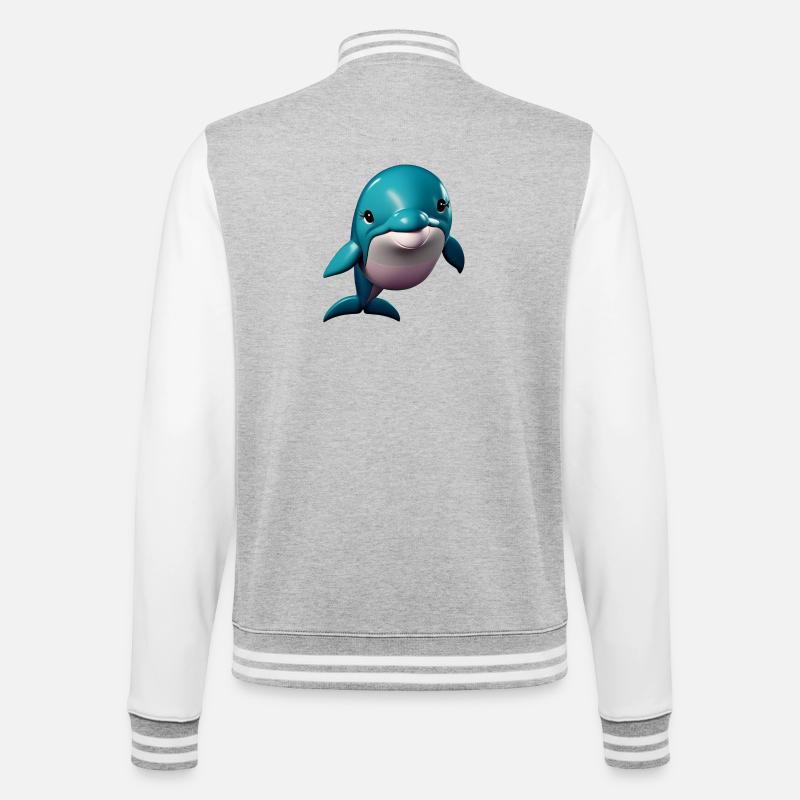 Delphin Mädchen - College-Sweatjacke - Grau meliert/Weiß