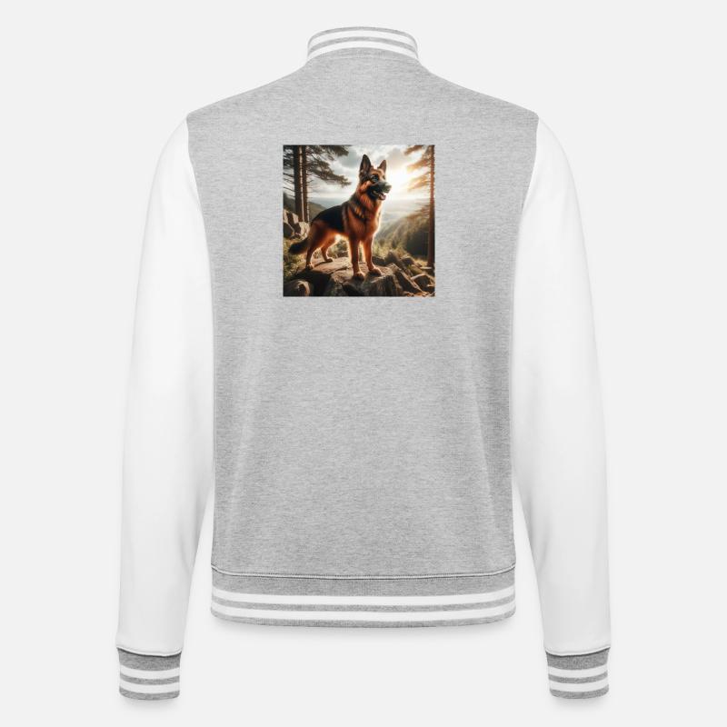 Deutscher Schäferhund Kunst - College-Sweatjacke - Grau meliert/Weiß