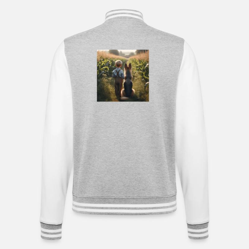 Deutscher Schäferhund Kunst - College-Sweatjacke - Grau meliert/Weiß