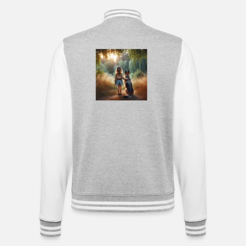 Deutscher Schäferhund Kunst - College-Sweatjacke - Grau meliert/Weiß