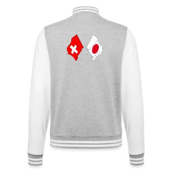 Drapeau de la Suisse et drapeau du Japon - Veste Teddy - gris chiné / blanc - Dos - Marisol (170cm)