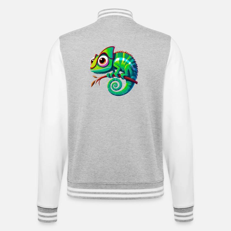 Chamäleon - College-Sweatjacke - Grau meliert/Weiß