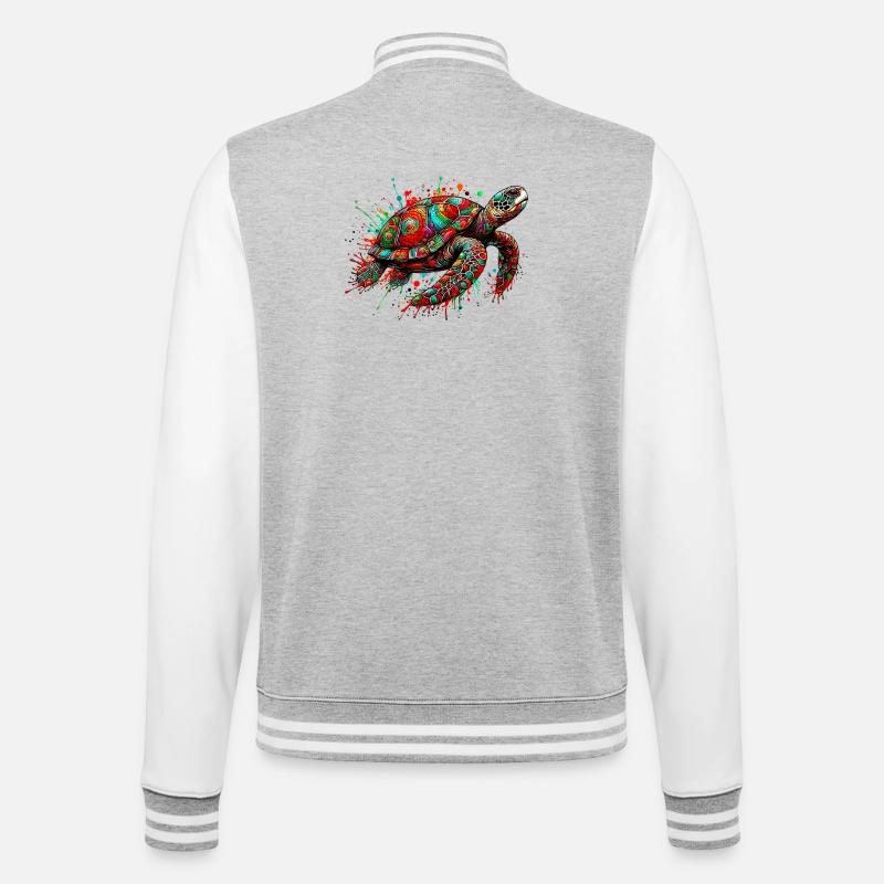 Schildkröte - College-Sweatjacke - Grau meliert/Weiß