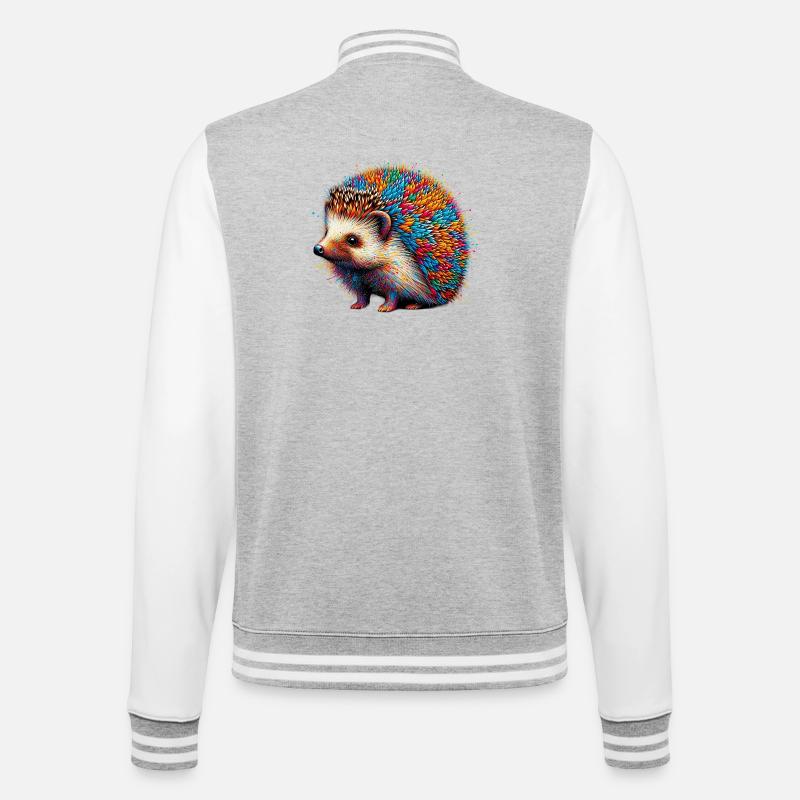 Hedgehog - College Sweat Jacket - heather grey/white