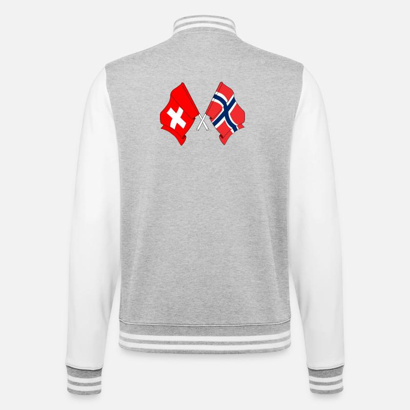 Drapeau de la Suisse et drapeau de la Norvège - Veste Teddy - gris chiné / blanc