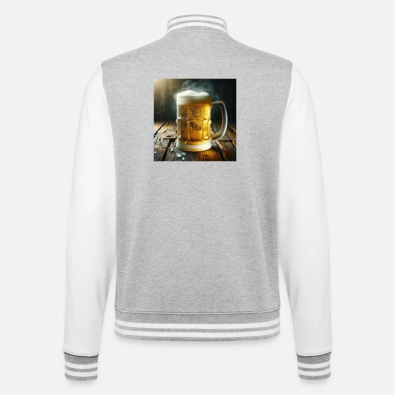 Bierkrug - College-Sweatjacke - Grau meliert/Weiß