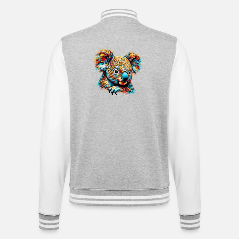 Koala - College-Sweatjacke - Grau meliert/Weiß