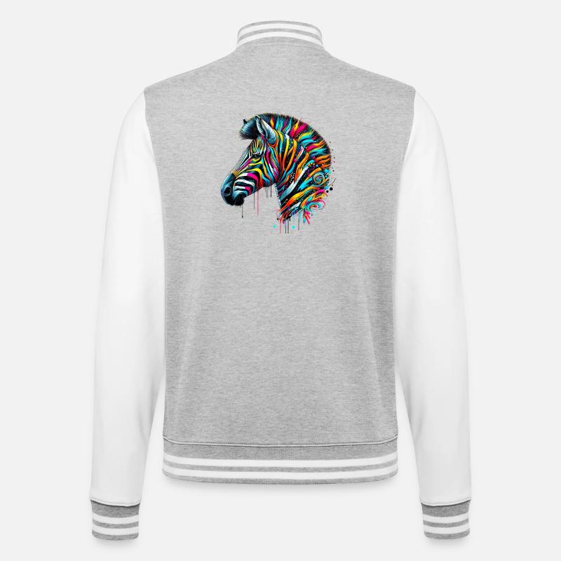 Zebra - College-Sweatjacke - Grau meliert/Weiß