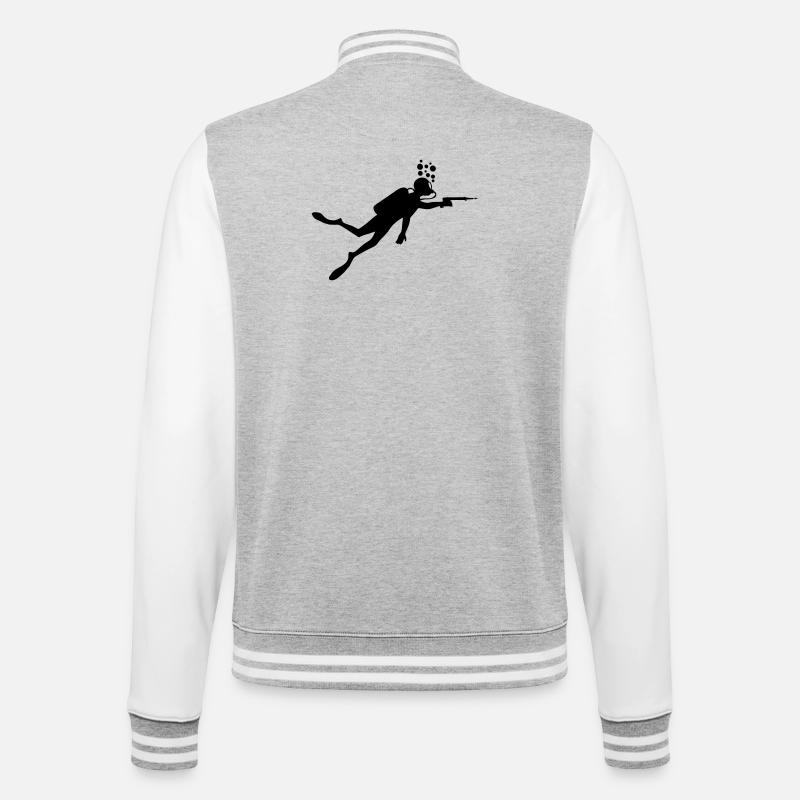 Taucher mit Harpune - College-Sweatjacke - Grau meliert/Weiß