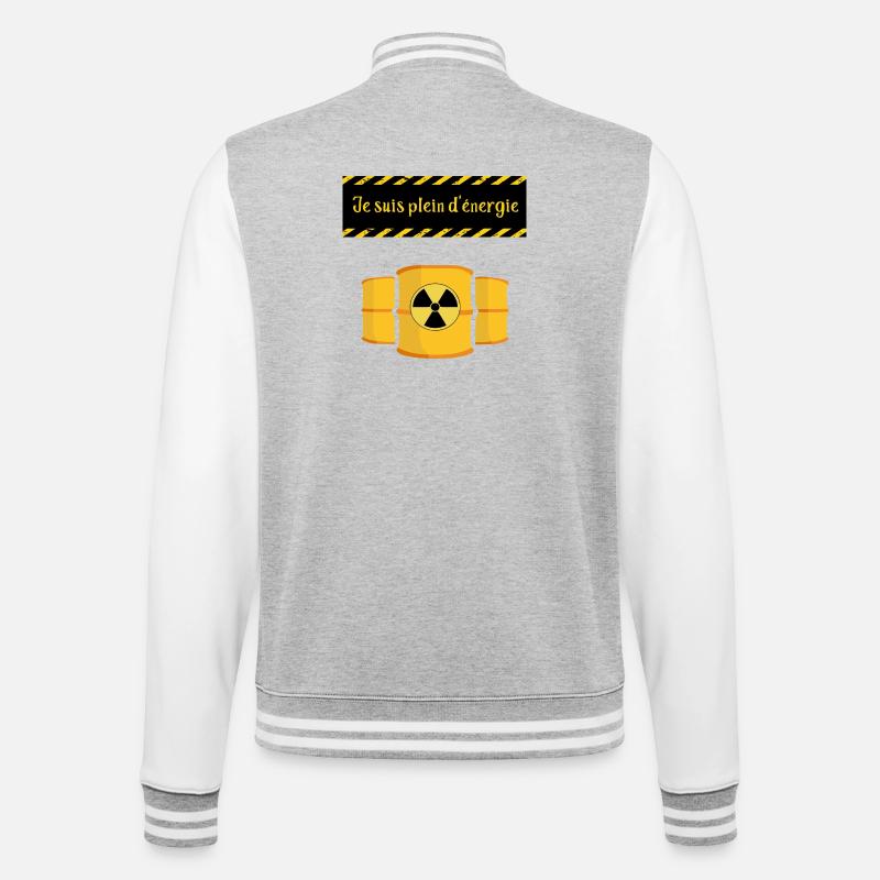 Ich bin voller Energie - College-Sweatjacke - Grau meliert/Weiß