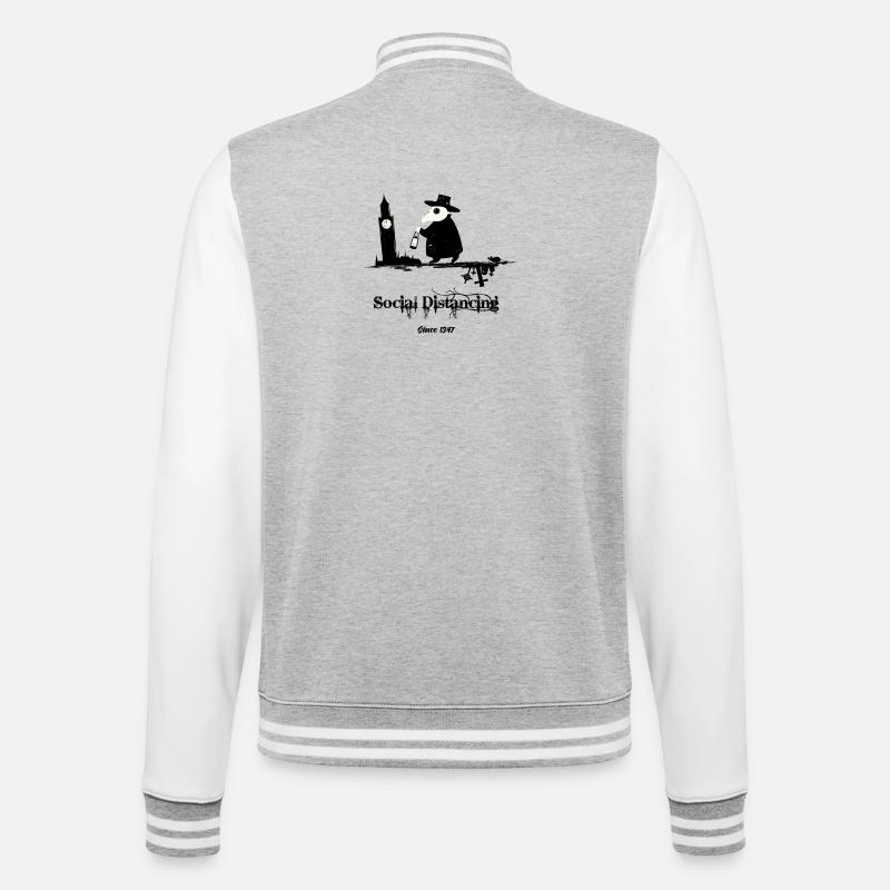 Social Distancing since 1347 - College-Sweatjacke - Grau meliert/Weiß