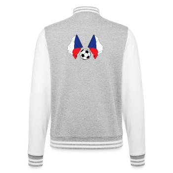 Zwei tschechische Fahnen mit einem Fußball - College-Sweatjacke - Grau meliert/Weiß - Hinten - Marisol (170cm)