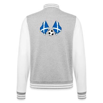 Deux drapeaux écossais avec un ballon de football écossais - Veste Teddy - gris chiné / blanc - Dos - Marisol (170cm)